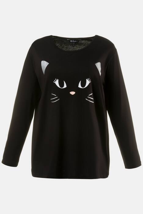 Pyjama, Glitzer-Katzenmotiv, reine Baumwolle