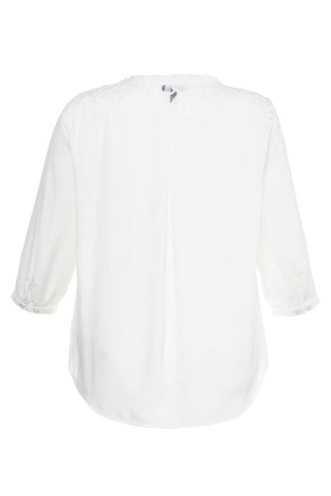 Schluppenbluse, Schleife, transparente Spitzeneinsätz