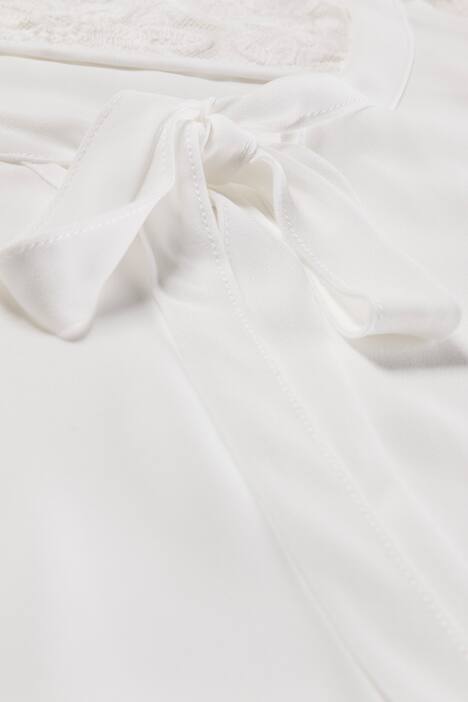 Schluppenbluse, Schleife, transparente Spitzeneinsätz