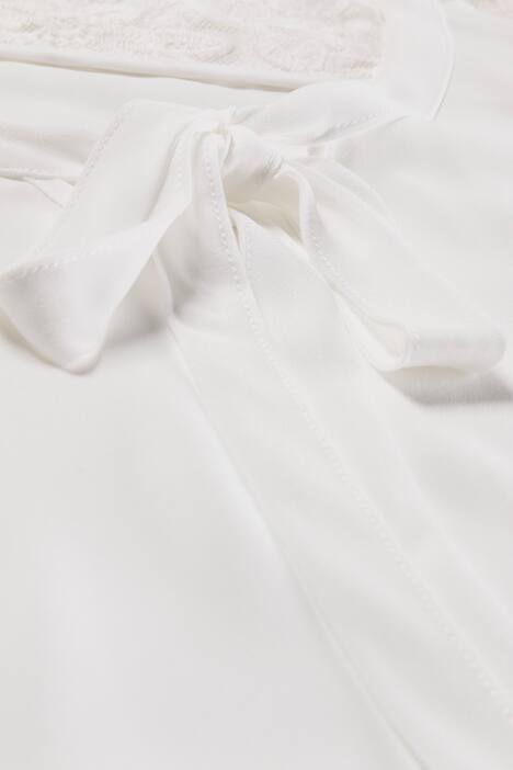 Schluppenbluse, Schleife, transparente Spitzeneinsätz