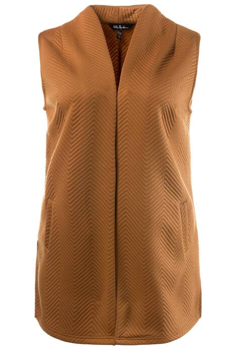 Herringbone Textured Jacquard Long Open Front Vented Vest