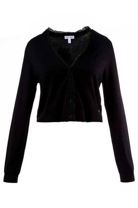 Bolero, Chiffonkante, V-Ausschnitt, weicher Feinstrick