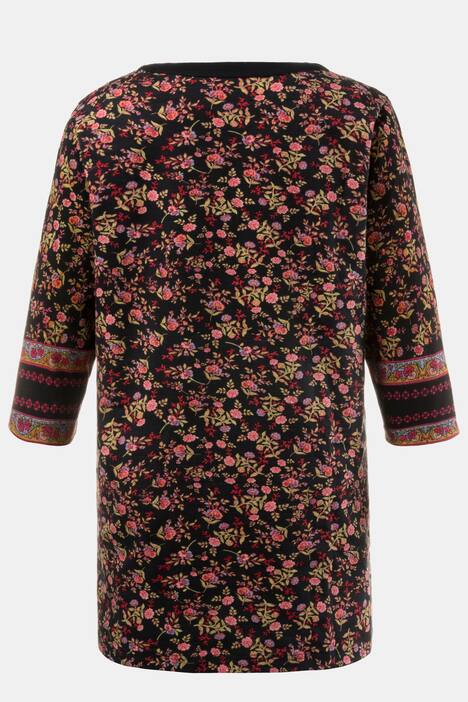 Shirt, länger geschnitten und geblümt, Knopfleiste