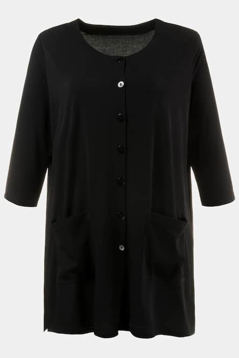 Matte Jersey Button Front Tunic Length Jacket