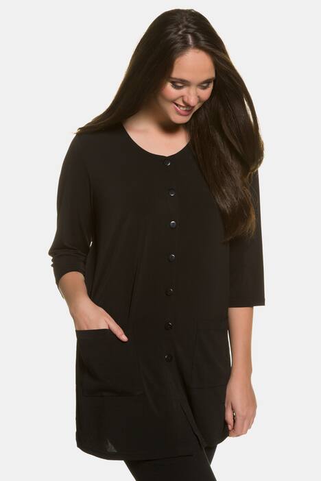 Matte Jersey Button Front Tunic Length Jacket