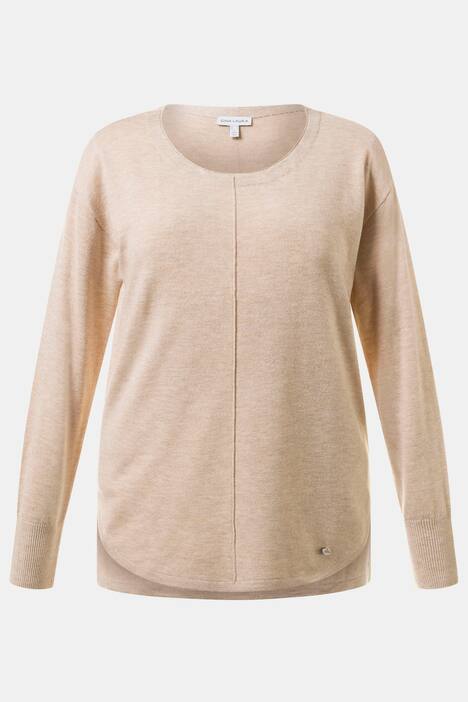 Basic-Pullover, Ziernaht, hinten länger, Saum gerundet
