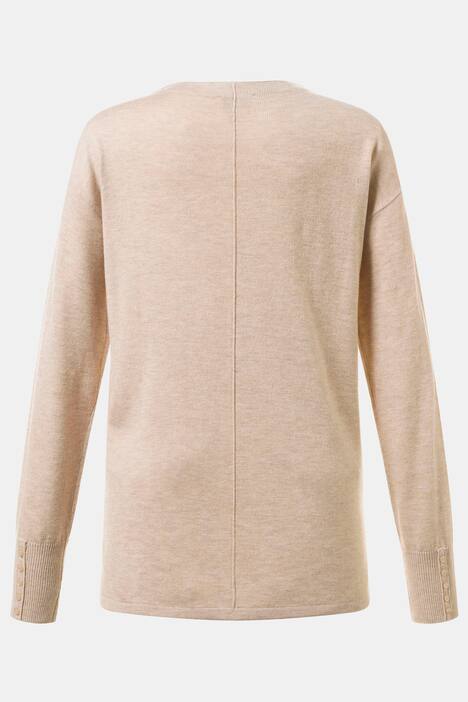 Basic-Pullover, Ziernaht, hinten länger, Saum gerundet