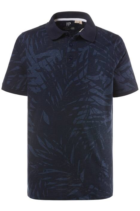 Poloshirt, Palmenmuster, Polokragen, elastische Ärmelabschlüsse, Rücken länger, große Größen