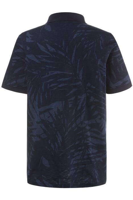 Poloshirt, Palmenmuster, Polokragen, elastische Ärmelabschlüsse, Rücken länger, große Größen
