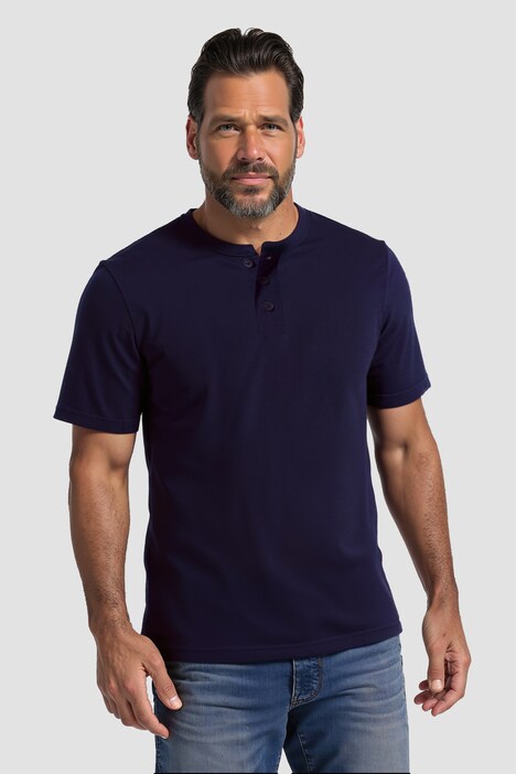 Henleys, Basic, 2er-Pack, Rundhals, Knopfleiste, bis 8 XL