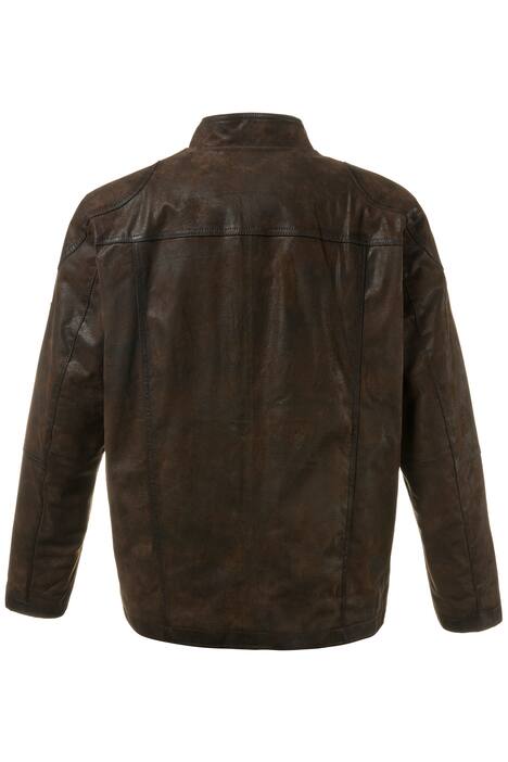 Lederjacke, echtes Leder, Biker-Jacke, Used-Effekt, Metall-Reißverschluss, Steppfutter, große Größen