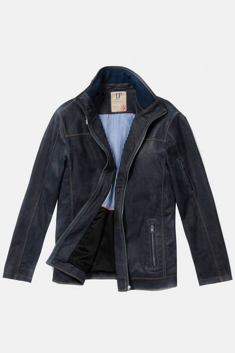 Lederjacke, echtes Pork-Leder, Innenkragen aus Strick
