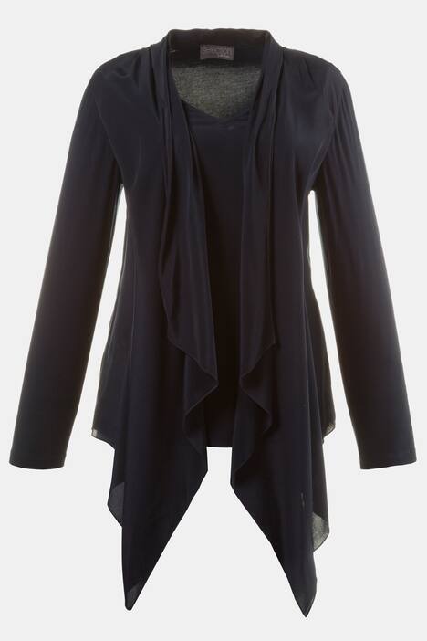 2 in 1 Handkerchief Front Woven Long Sleeve Top