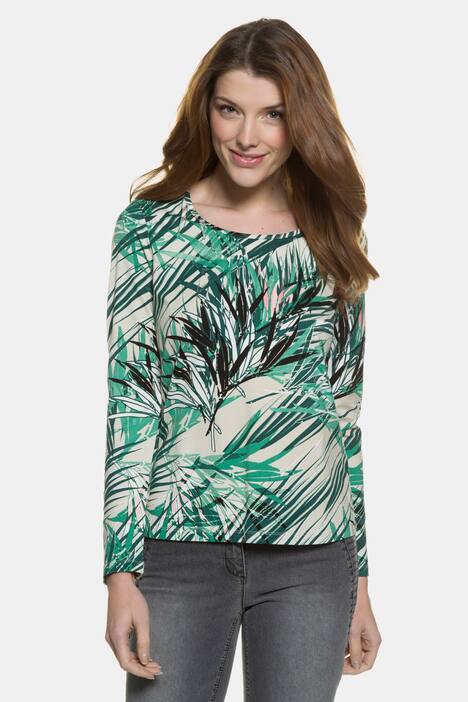 Shirt, Palmenmotiv, Rundhalsausschnit, Elasthan
