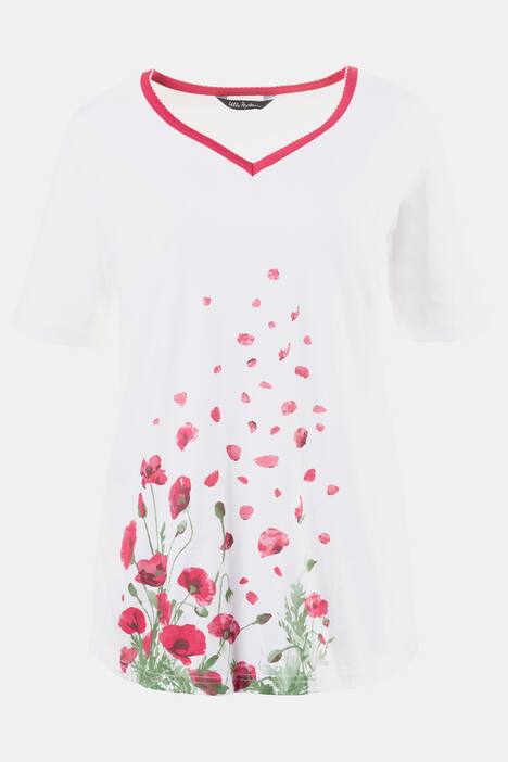 Pyjama, Motiv Mohnblume, Halbarm, reine Baumwolle