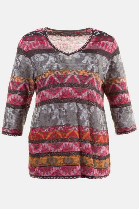 Jacquard Design Colorful V-Neck Sweater