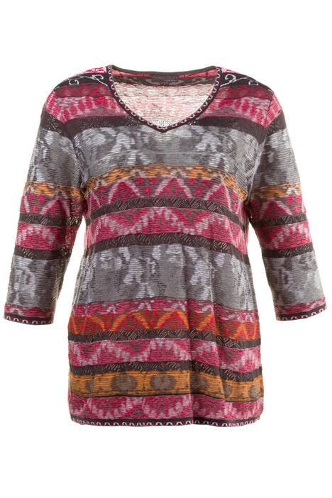 Jacquard Design Colorful V-Neck Sweater