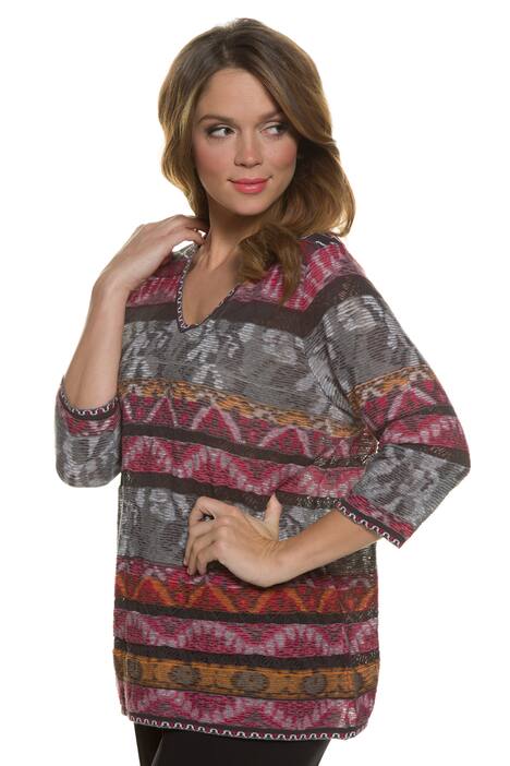 Jacquard Design Colorful V-Neck Sweater