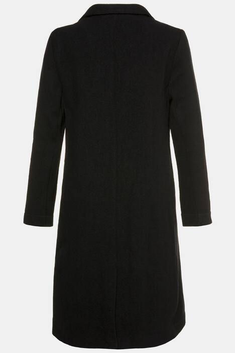 Boiled Wool One Button Knit Inset Long Sleeve Coat