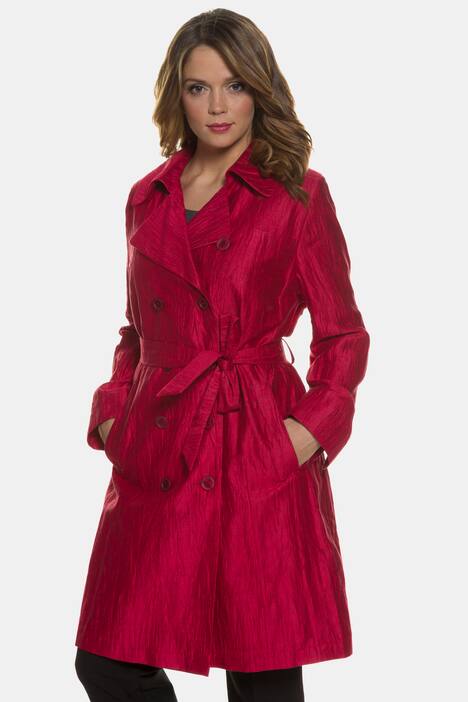 Crinkle Linen Blend Trench Coat