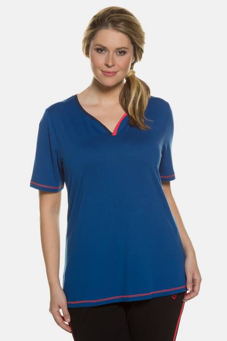 Quick Dry Notch Neck Short Sleeve Slim Fit Top