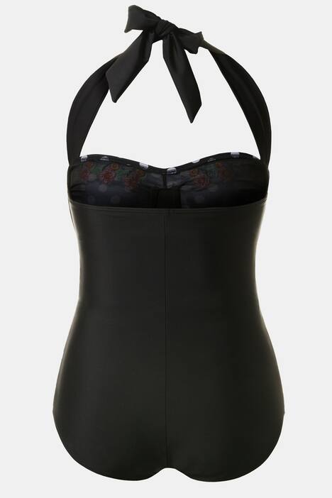 Badeanzug, Neckholder, Blütenstickerei, Softcups