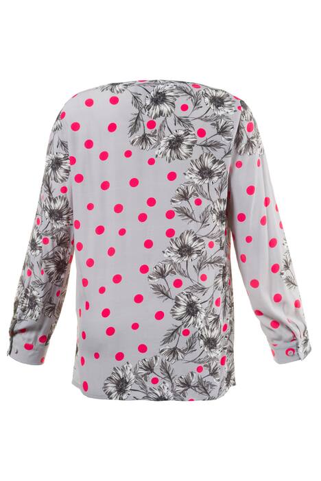Dot Floral Print Pleat Neck Viscose Blouse