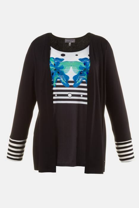 2 in 1 Dots, Stripe & Flowers Long Sleeve Knit Top