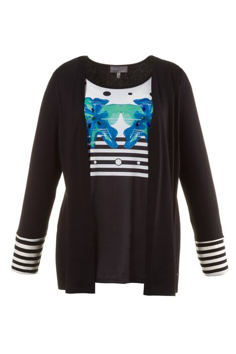 2 in 1 Dots, Stripe & Flowers Long Sleeve Knit Top