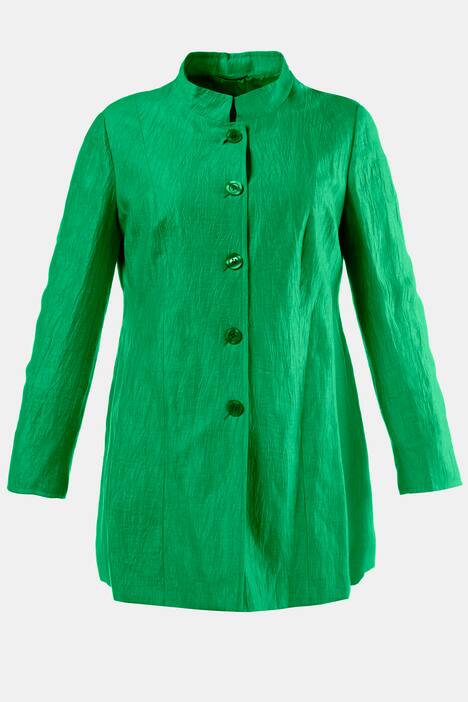 Mandarin Collar Crinkle Linen Blend Button Front Jacket