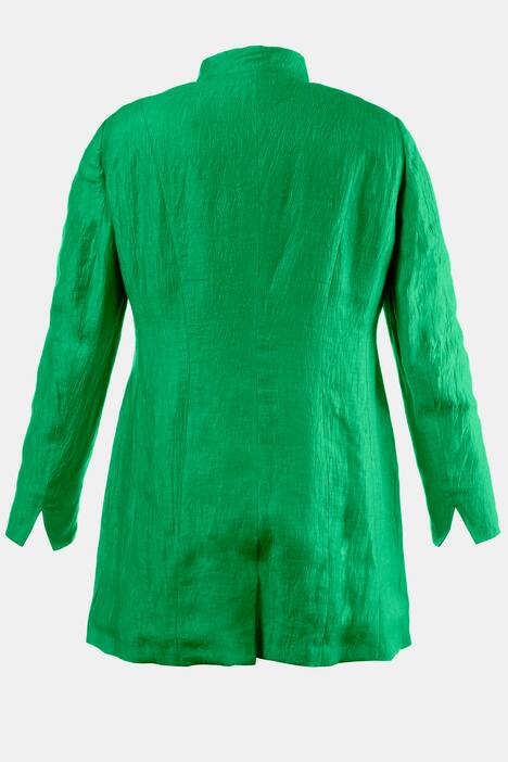 Mandarin Collar Crinkle Linen Blend Button Front Jacket