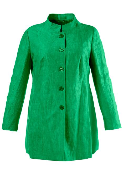 Mandarin Collar Crinkle Linen Blend Button Front Jacket