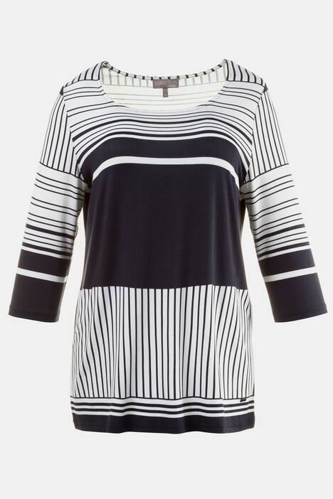 Mixed Direction Stripe Classic Fit Stretch Knit Top