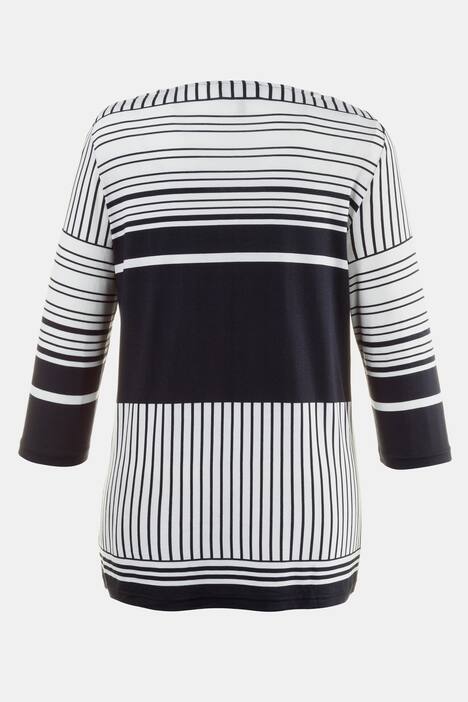 Mixed Direction Stripe Classic Fit Stretch Knit Top