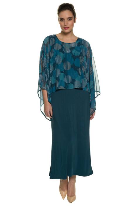 Layer Dot Print Silky Stretch Knit Dress