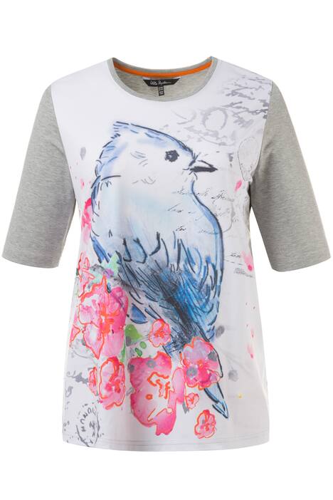 Colorful Bird Classic Fit Short Sleeve Sketch Knit Top