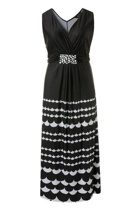 Wave Border Print Maxi Dress