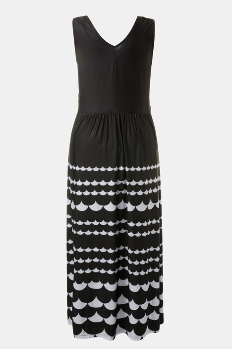 Robe maxi, motif graphique, drapé, strass
