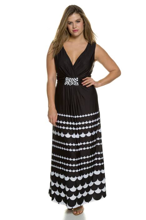 Wave Border Print Maxi Dress