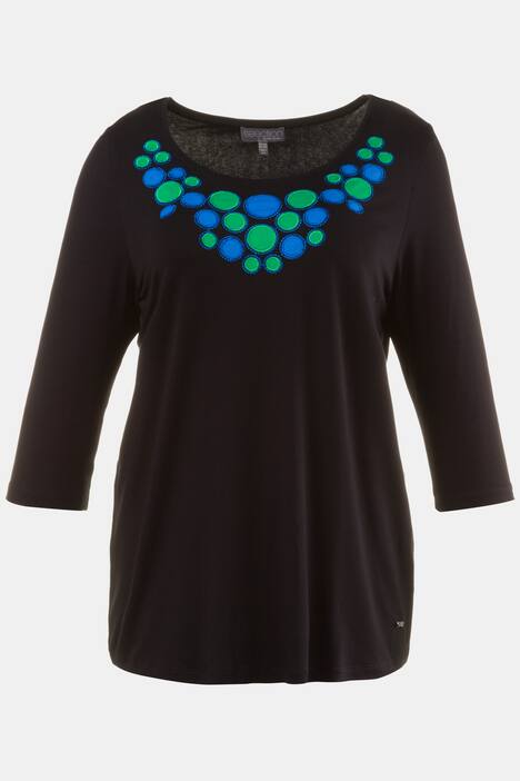 Applique Circle Embroidery Classic Fit Knit Top
