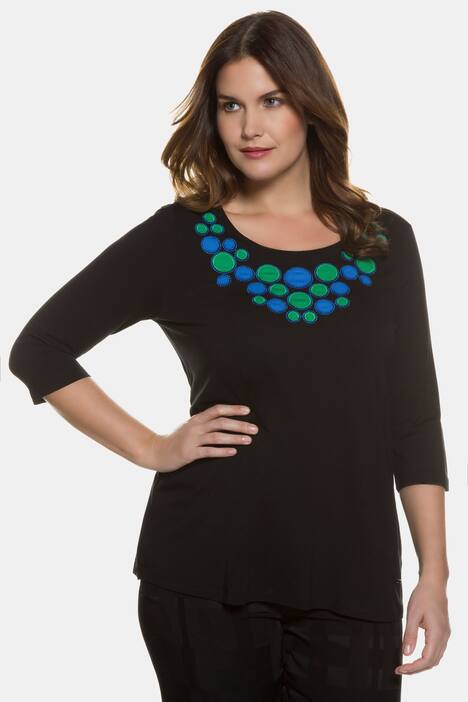 Applique Circle Embroidery Classic Fit Knit Top