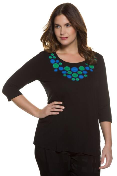 Applique Circle Embroidery Classic Fit Knit Top
