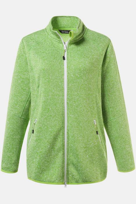 Sweater Knit Stand-up Collar Zip Front Fleece Jacket