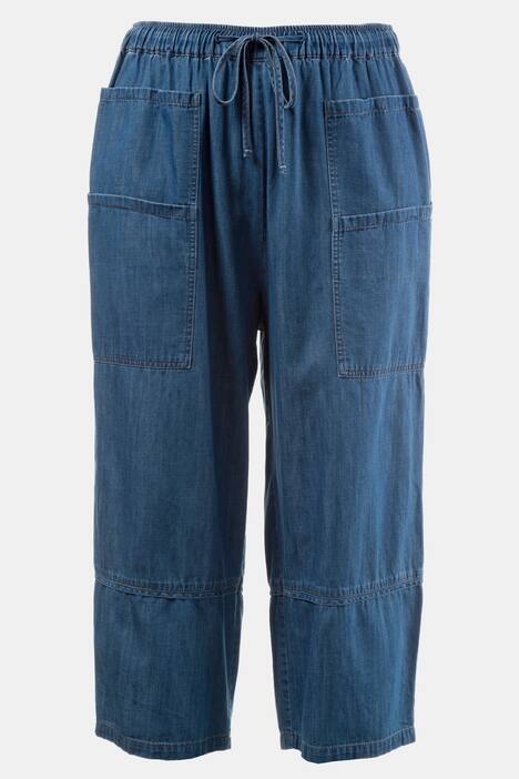 Hose, wadenlang, O-Form, Gummibund, Bio-Denim