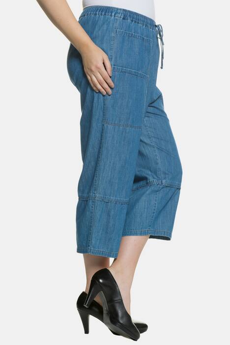 Hose, wadenlang, O-Form, Gummibund, Bio-Denim