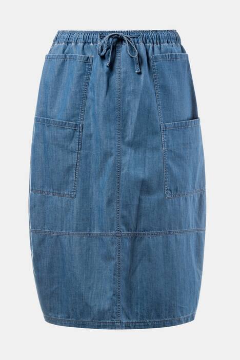 Jeansrock, elastischer Bund, O-Form, Kordel, Biobaumwolle