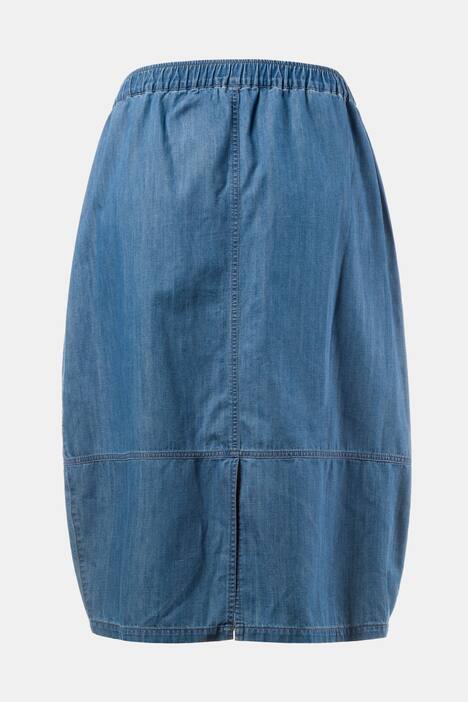 Jeansrock, elastischer Bund, O-Form, Kordel, Biobaumwolle