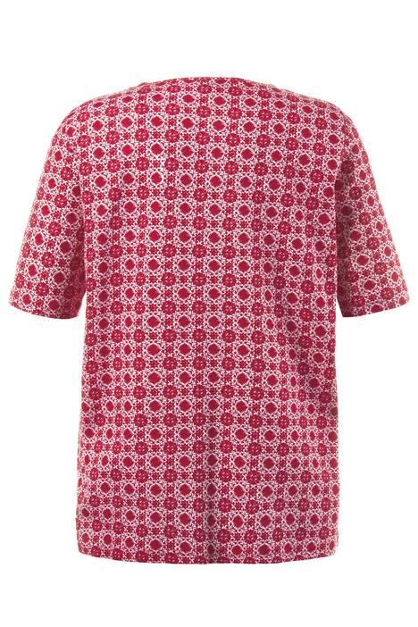 Medallion Print Tie Neck Classic Fit Cotton Tee
