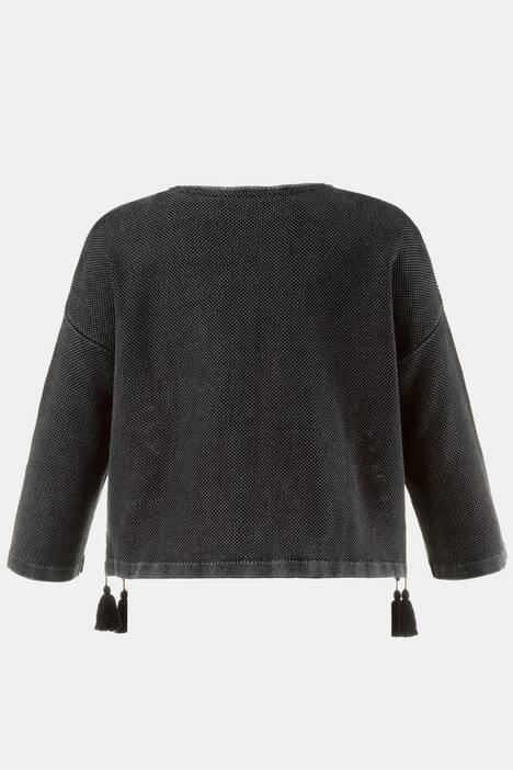 Cardigan, Saum-Quasten, transparente Ajourmuster