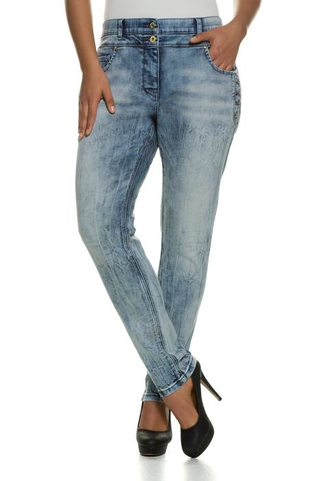 Curvy-Jeans, Used-Optik, Zierknöpfe, Komfortbund